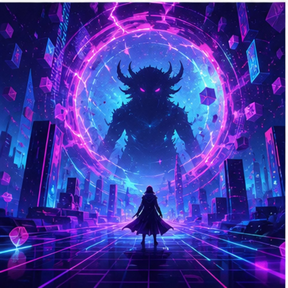 Original Metaverse monster/portal artwork for Meta Monster Hero Action Games Town